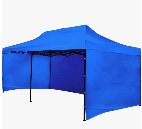 Toldo 6x3 plegable azul con paredes PRO